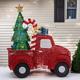 Christabelle 145cm Sparkling Christmas Tree Truck Display Glitter String LED Lights Red