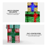 Christabelle 190cm 4-Piece Gift Stack Box Christmas Decoration Bows LED Lights Xmas Display