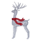 Christabelle 150cm Christmas Reindeer Display LED Lights Red Bow Aluminium Frame Xmas Decor