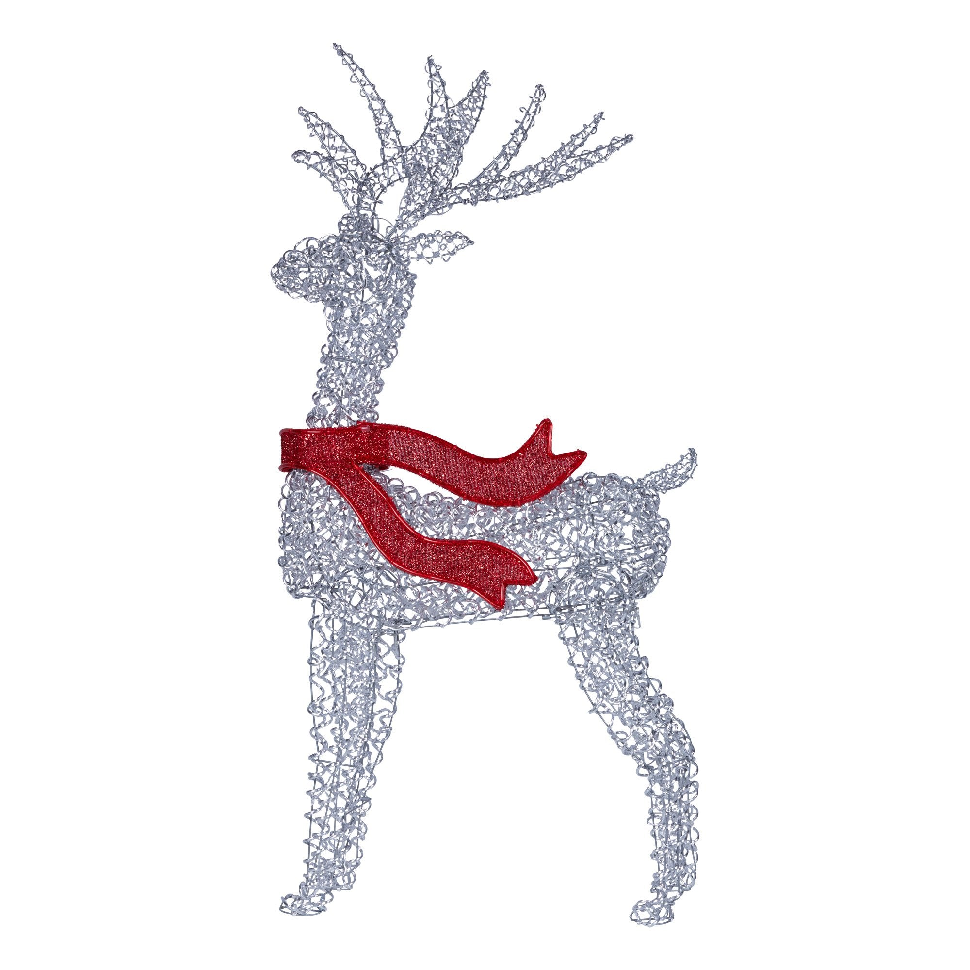Christabelle 150cm Christmas Reindeer Display LED Lights Red Bow Aluminium Frame Xmas Decor