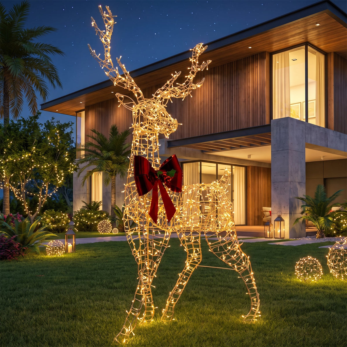 Christabelle 2.1m Christmas Reindeer Statue 800 LED Lights Indoor Outdoor Front Yard Lawn Decoration