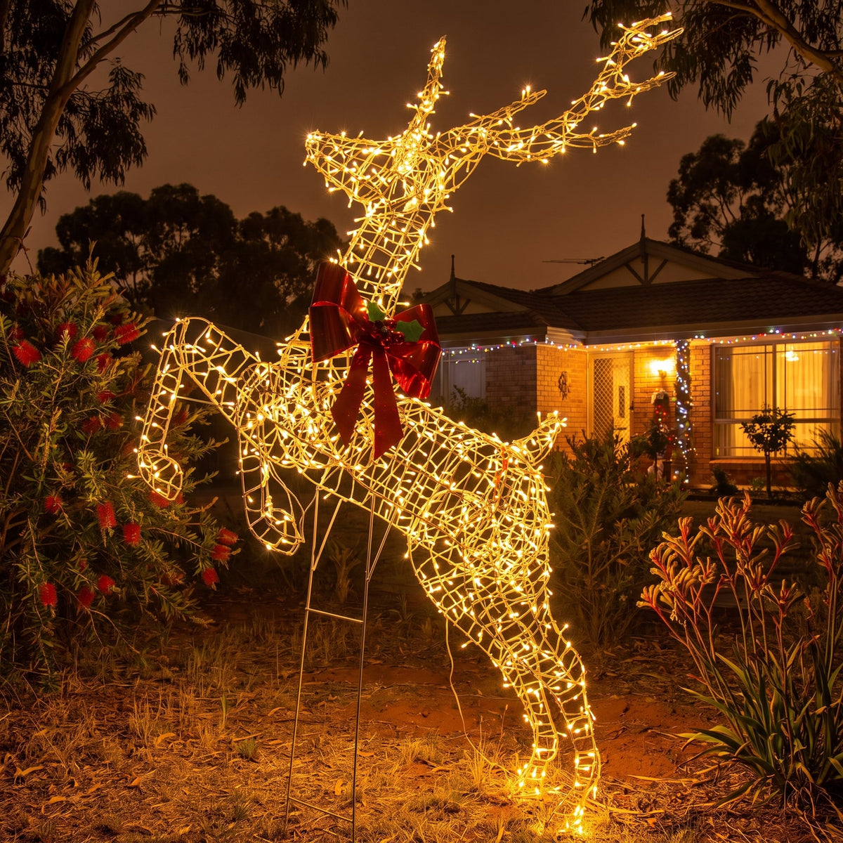 Christabelle 2m Large Light Up Reindeer Christmas Decoration, 800 Twinkle LED Lights, Indoor Outdoor Rearing Stag