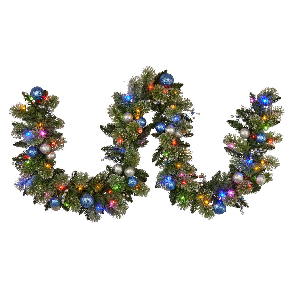 274cm Blue Collection Multicolour Pre-Lit Christmas Garland