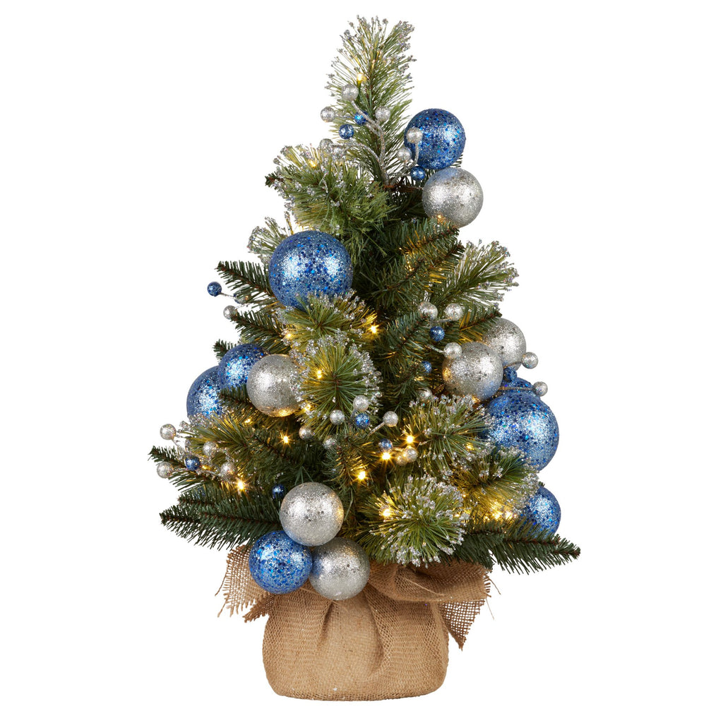 61cm Blue Collection Tabletop Pre-Lit Christmas Tree