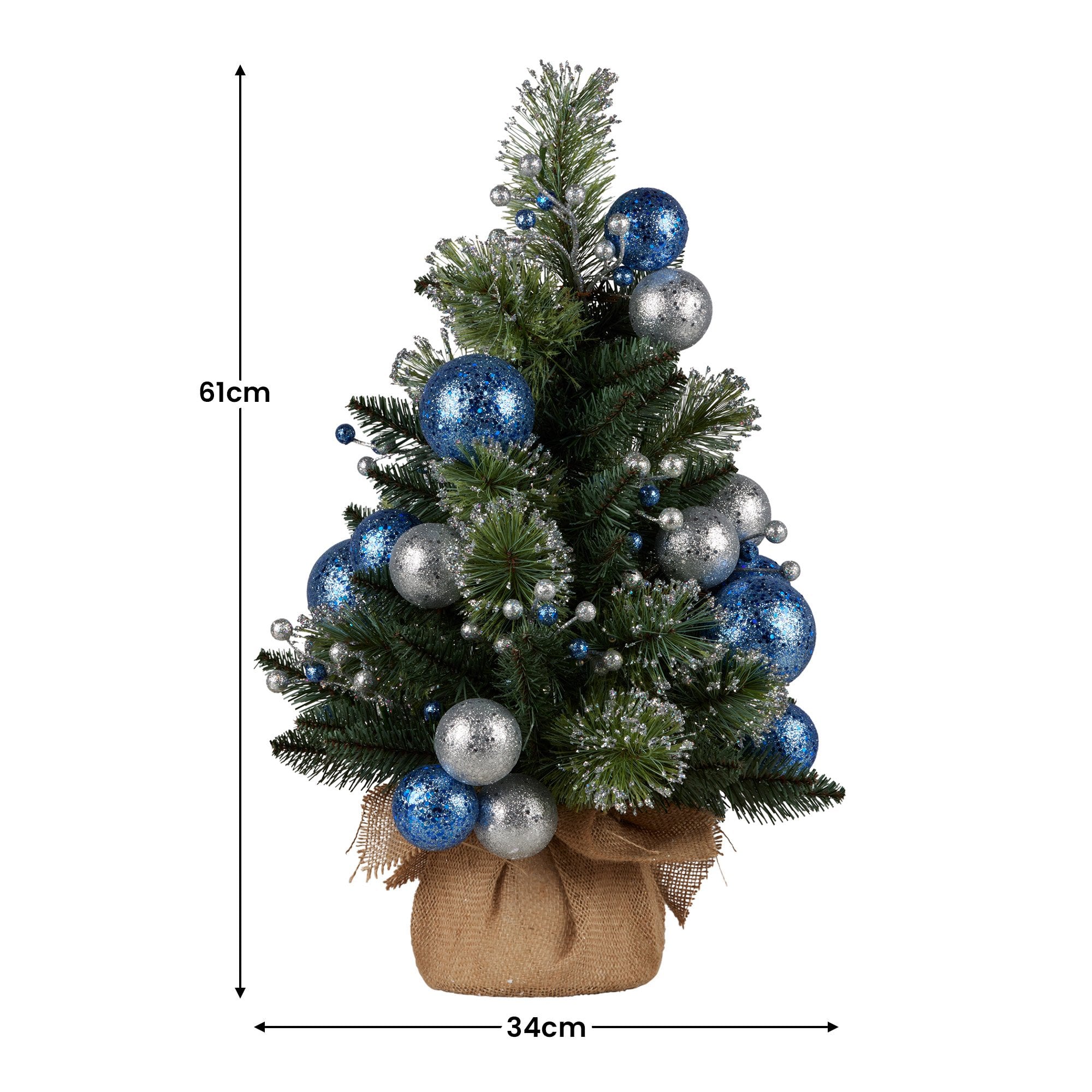 61cm Blue Collection Tabletop Pre-Lit Christmas Tree