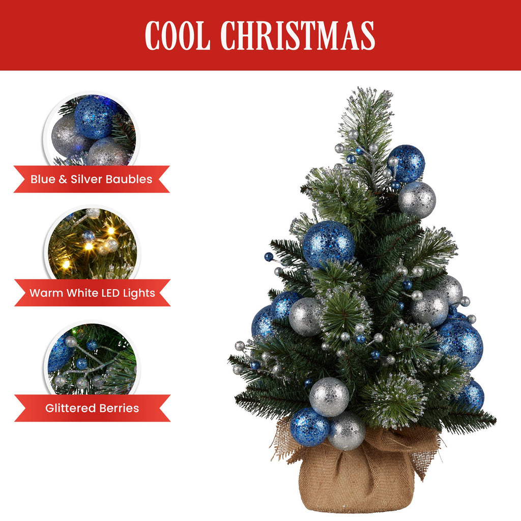 61cm Blue Collection Tabletop Pre-Lit Christmas Tree