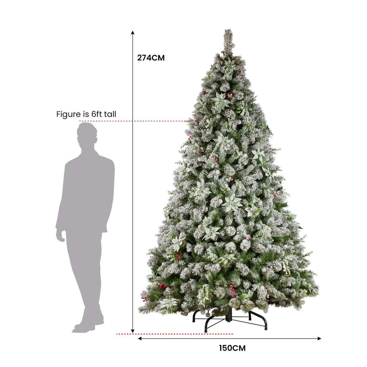 Christabelle Snowy Crown Pine 2.7m Multicolour Pre-Lit Christmas Tree with 2429 Tips