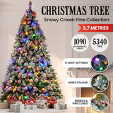 Snowy Crown Pine 3.6m Multicolour Pre-Lit Christmas Tree with 5340 Tips