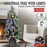 Snowy Crown Pine Potted Christmas Tree 1.2m Multicolour Pre-Lit with Snowball Lights