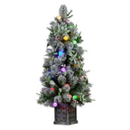Snowy Crown Pine Potted Christmas Tree 1.2m Multicolour Pre-Lit with Snowball Lights