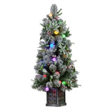 Snowy Crown Pine Potted Christmas Tree 1.2m Multicolour Pre-Lit with Snowball Lights