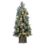 Snowy Crown Pine Potted Christmas Tree 1.2m Multicolour Pre-Lit with Snowball Lights