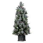 Snowy Crown Pine Potted Christmas Tree 1.2m Multicolour Pre-Lit with Snowball Lights