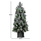 Snowy Crown Pine Potted Christmas Tree 1.2m Multicolour Pre-Lit with Snowball Lights