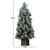 Snowy Crown Pine Potted Christmas Tree 1.2m Multicolour Pre-Lit with Snowball Lights