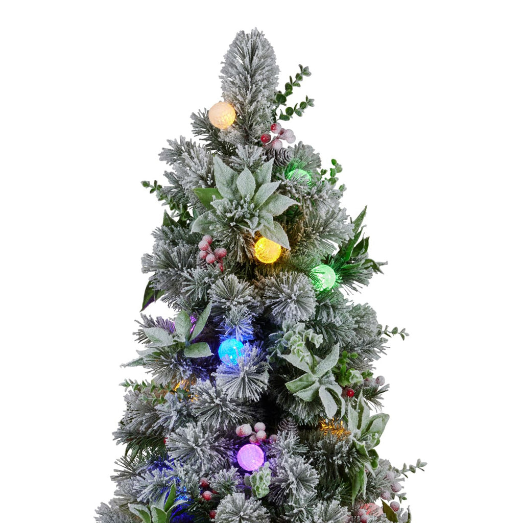 Snowy Crown Pine Potted Christmas Tree 1.2m Multicolour Pre-Lit with Snowball Lights