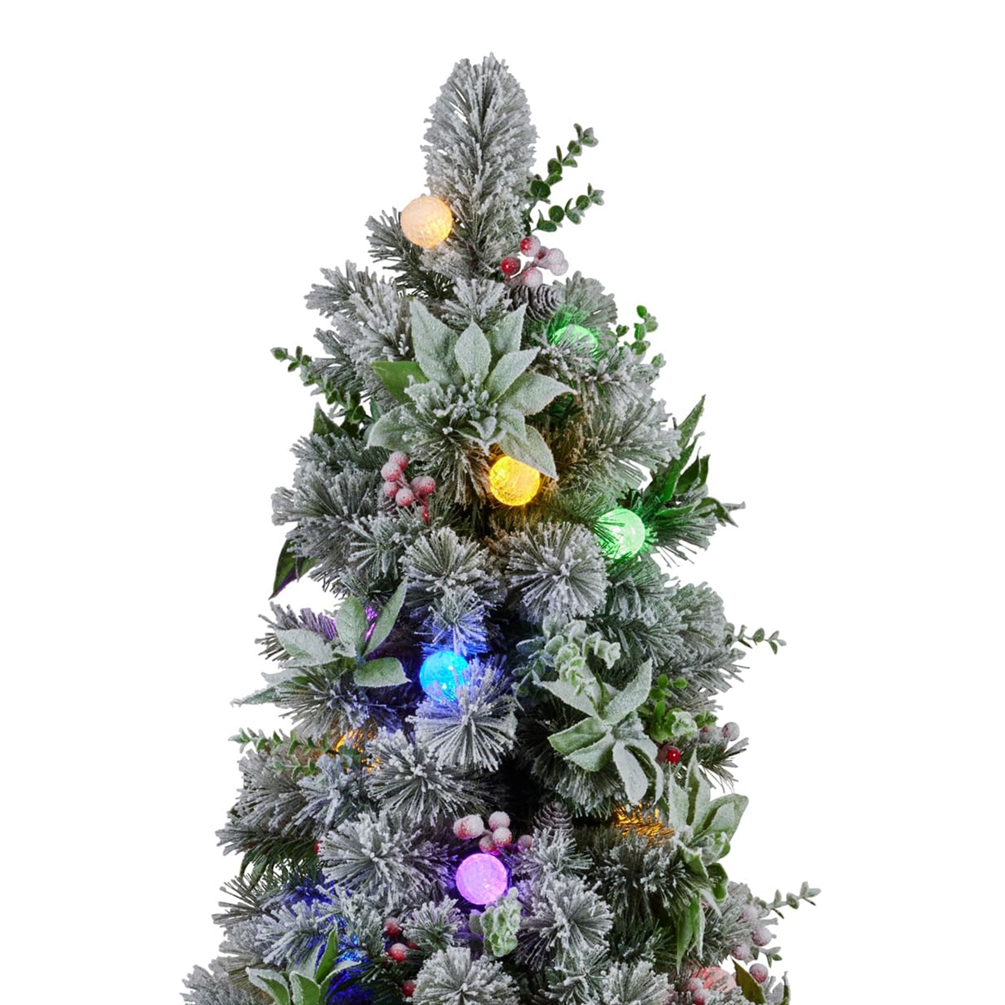 Snowy Crown Pine Potted Christmas Tree 1.2m Multicolour Pre-Lit with Snowball Lights