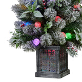 Snowy Crown Pine Potted Christmas Tree 1.2m Multicolour Pre-Lit with Snowball Lights