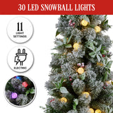 Snowy Crown Pine Potted Christmas Tree 1.2m Multicolour Pre-Lit with Snowball Lights