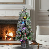 Snowy Crown Pine Potted Christmas Tree 1.2m Multicolour Pre-Lit with Snowball Lights