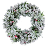 61cm Snowy Crown Pine Pre-Lit Multicolour Christmas Wreath