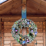 61cm Snowy Crown Pine Pre-Lit Multicolour Christmas Wreath