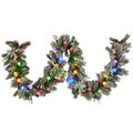 Christabelle 2.7m Snowy Christmas Garland with LED Coloured Baubles Lights Tree Decoration Ornament