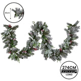 274cm Snowy Crown Pine Pre-Lit Multicolour Christmas Garland