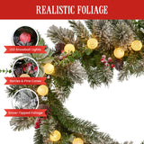 274cm Snowy Crown Pine Pre-Lit Multicolour Christmas Garland