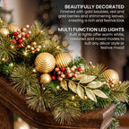 Christabelle 2.74m Deluxe Mountain Pine Christmas Garland Pre Lit Multi Function LED Timer Indoor Festive Holiday Decor