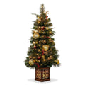 Christabelle 1.2m 4ft Deluxe Mountain Pine Potted Christmas Tree Pre Lit Multi Function LED Artificial Indoor Xmas Decor