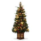 Christabelle 1.2m 4ft Deluxe Mountain Pine Potted Christmas Tree Pre Lit Multi Function LED Artificial Indoor Xmas Decor