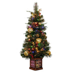 Christabelle 1.2m 4ft Deluxe Mountain Pine Potted Christmas Tree Pre Lit Multi Function LED Artificial Indoor Xmas Decor