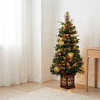 Christabelle 1.2m 4ft Deluxe Mountain Pine Potted Christmas Tree Pre Lit Multi Function LED Artificial Indoor Xmas Decor