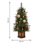Christabelle 1.2m 4ft Deluxe Mountain Pine Potted Christmas Tree Pre Lit Multi Function LED Artificial Indoor Xmas Decor