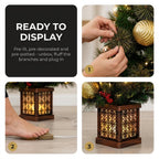 Christabelle 1.2m 4ft Deluxe Mountain Pine Potted Christmas Tree Pre Lit Multi Function LED Artificial Indoor Xmas Decor