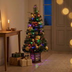 Christabelle 1.2m 4ft Deluxe Mountain Pine Potted Christmas Tree Pre Lit Multi Function LED Artificial Indoor Xmas Decor