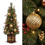Christabelle 1.2m 4ft Deluxe Mountain Pine Potted Christmas Tree Pre Lit Multi Function LED Artificial Indoor Xmas Decor