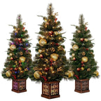 Christabelle 1.2m 4ft Deluxe Mountain Pine Potted Christmas Tree Pre Lit Multi Function LED Artificial Indoor Xmas Decor
