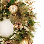 Christabelle 61cm Deluxe Mountain Pine Christmas Wreath Pre Lit Multi Function LED Timer Front Door Xmas Decoration Home