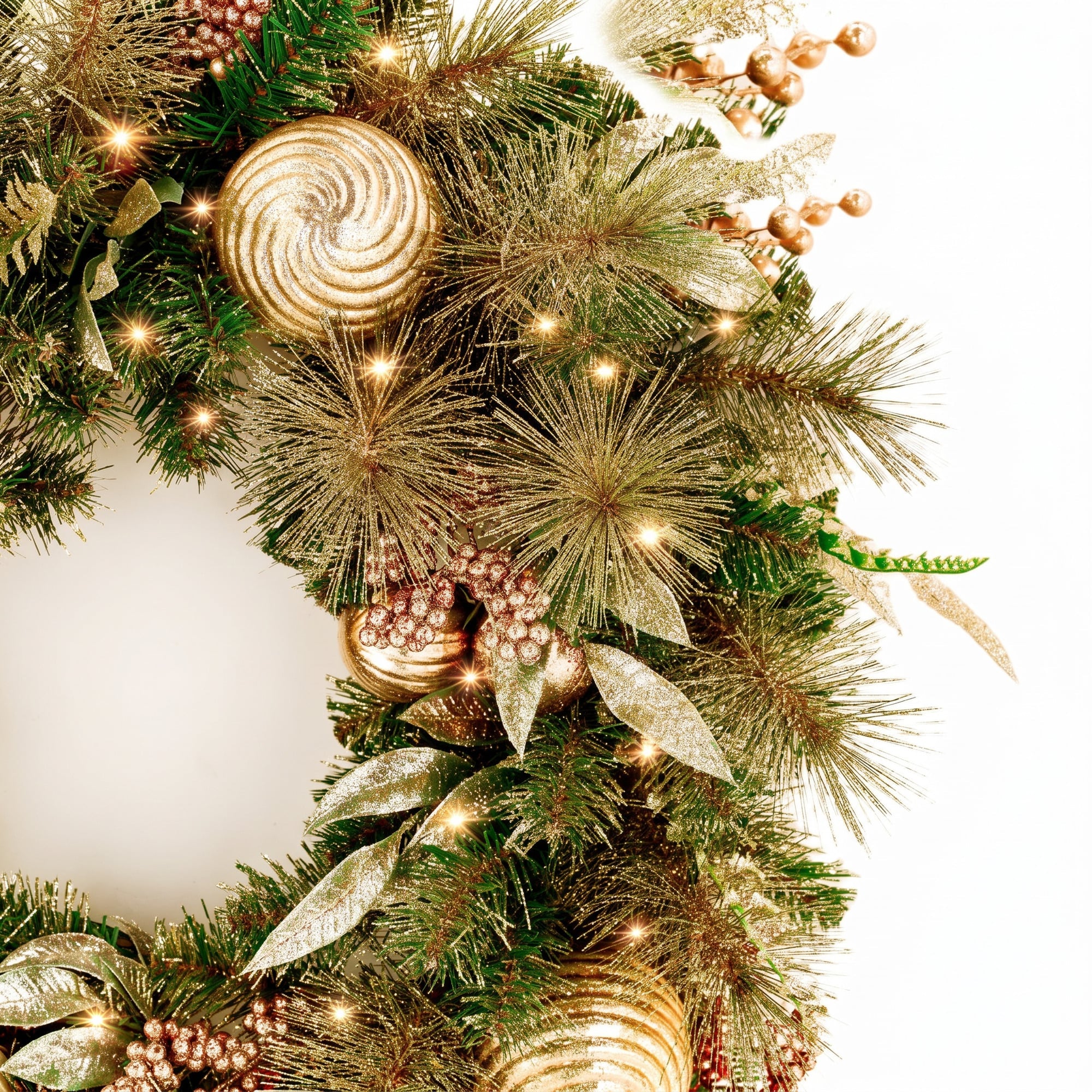 Christabelle 61cm Deluxe Mountain Pine Christmas Wreath Pre Lit Multi Function LED Timer Front Door Xmas Decoration Home