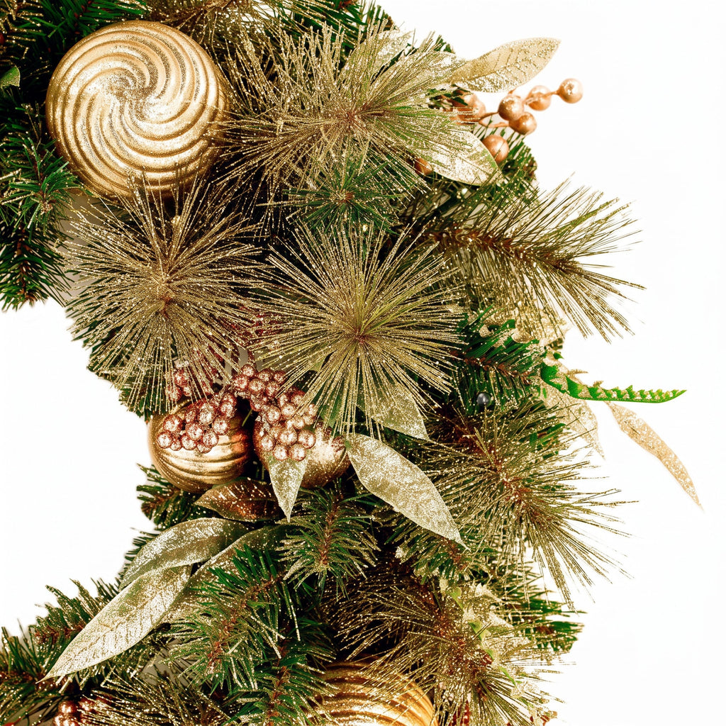 Christabelle 61cm Deluxe Mountain Pine Christmas Wreath Pre Lit Multi Function LED Timer Front Door Xmas Decoration Home
