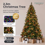 Christabelle 2.3m 7.5ft Deluxe Mountain Pine Christmas Tree Pre Lit Multi Function LED Artificial Indoor Xmas Decor Home
