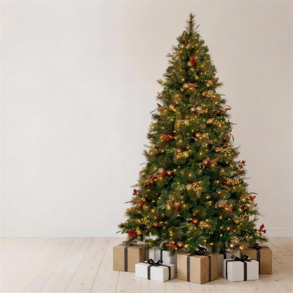 Christabelle 2.3m 7.5ft Deluxe Mountain Pine Christmas Tree Pre Lit Multi Function LED Artificial Indoor Xmas Decor Home