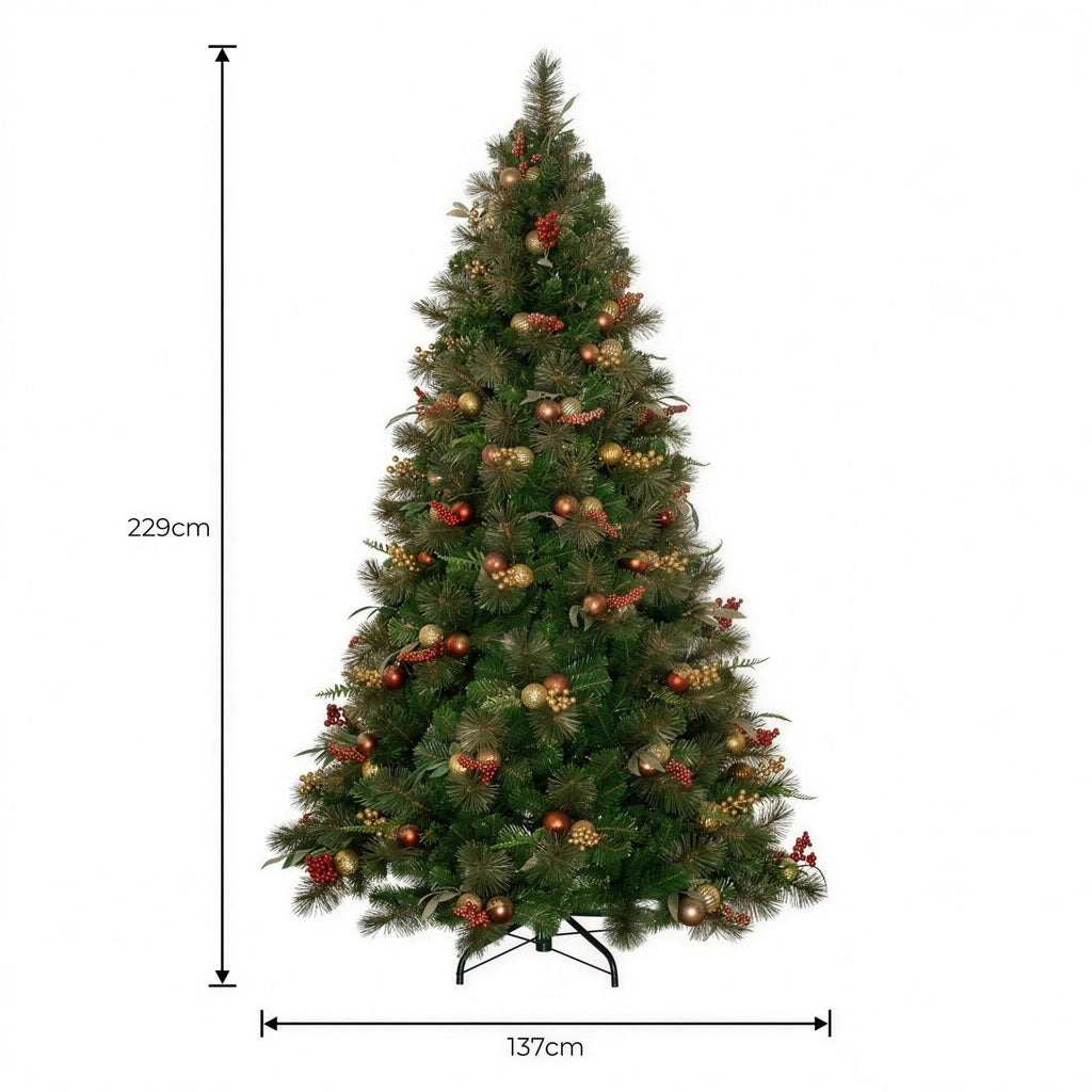 Christabelle 2.3m 7.5ft Deluxe Mountain Pine Christmas Tree Pre Lit Multi Function LED Artificial Indoor Xmas Decor Home