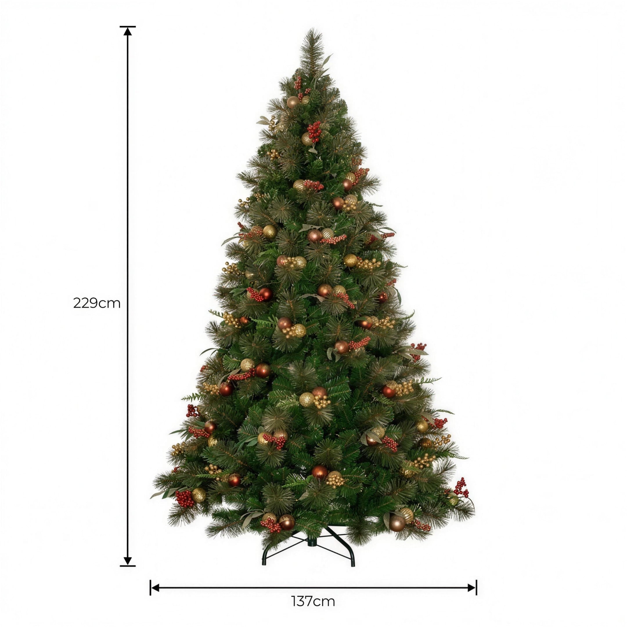 Christabelle 2.3m 7.5ft Deluxe Mountain Pine Christmas Tree Pre Lit Multi Function LED Artificial Indoor Xmas Decor Home