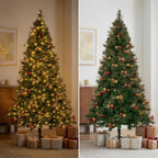 Christabelle 2.3m 7.5ft Deluxe Mountain Pine Christmas Tree Pre Lit Multi Function LED Artificial Indoor Xmas Decor Home
