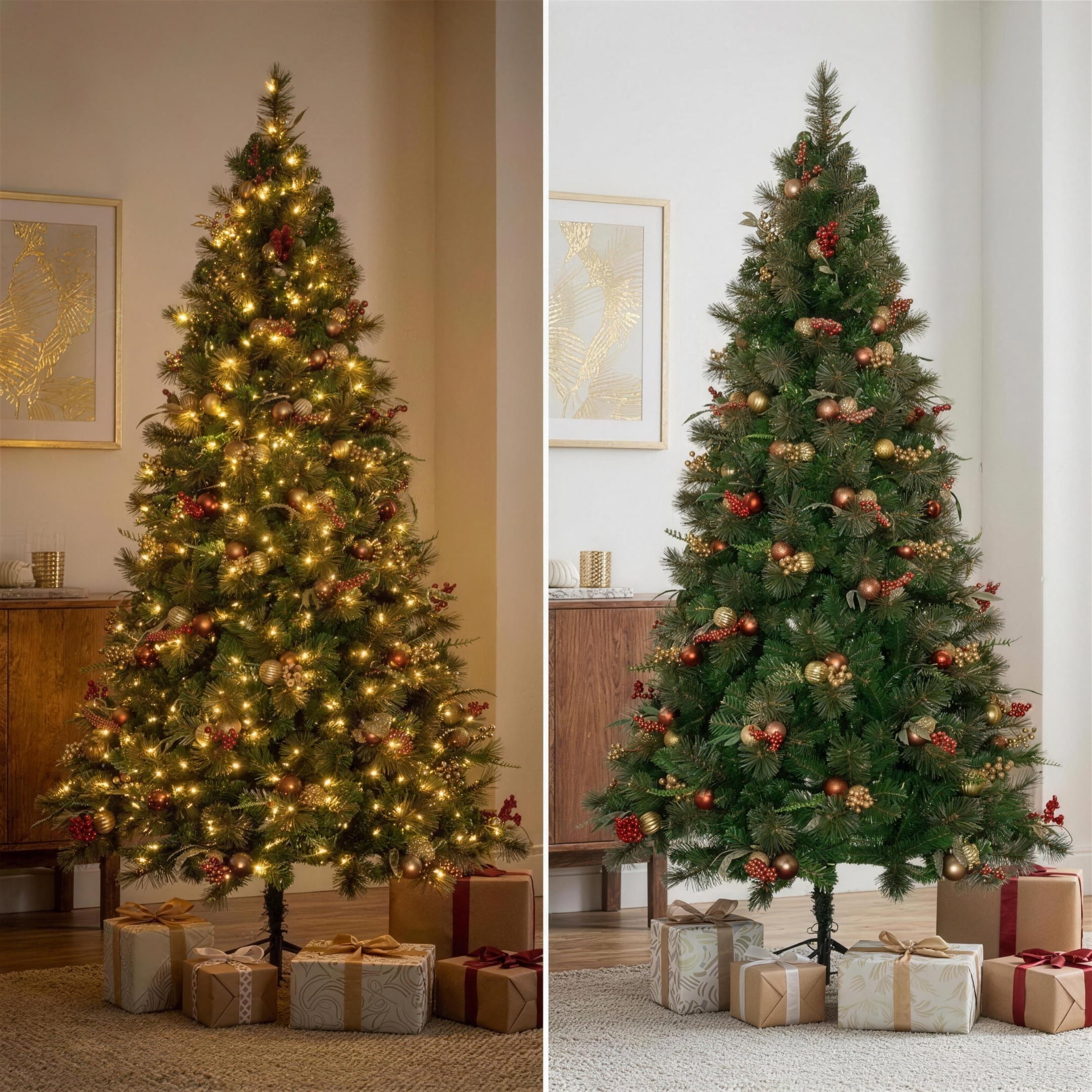 Christabelle 2.3m 7.5ft Deluxe Mountain Pine Christmas Tree Pre Lit Multi Function LED Artificial Indoor Xmas Decor Home