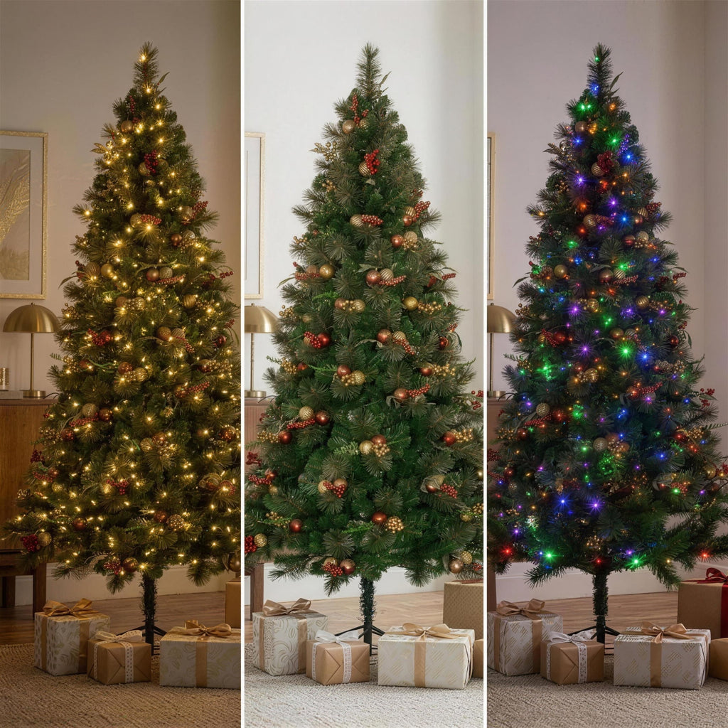 Christabelle 2.3m 7.5ft Deluxe Mountain Pine Christmas Tree Pre Lit Multi Function LED Artificial Indoor Xmas Decor Home
