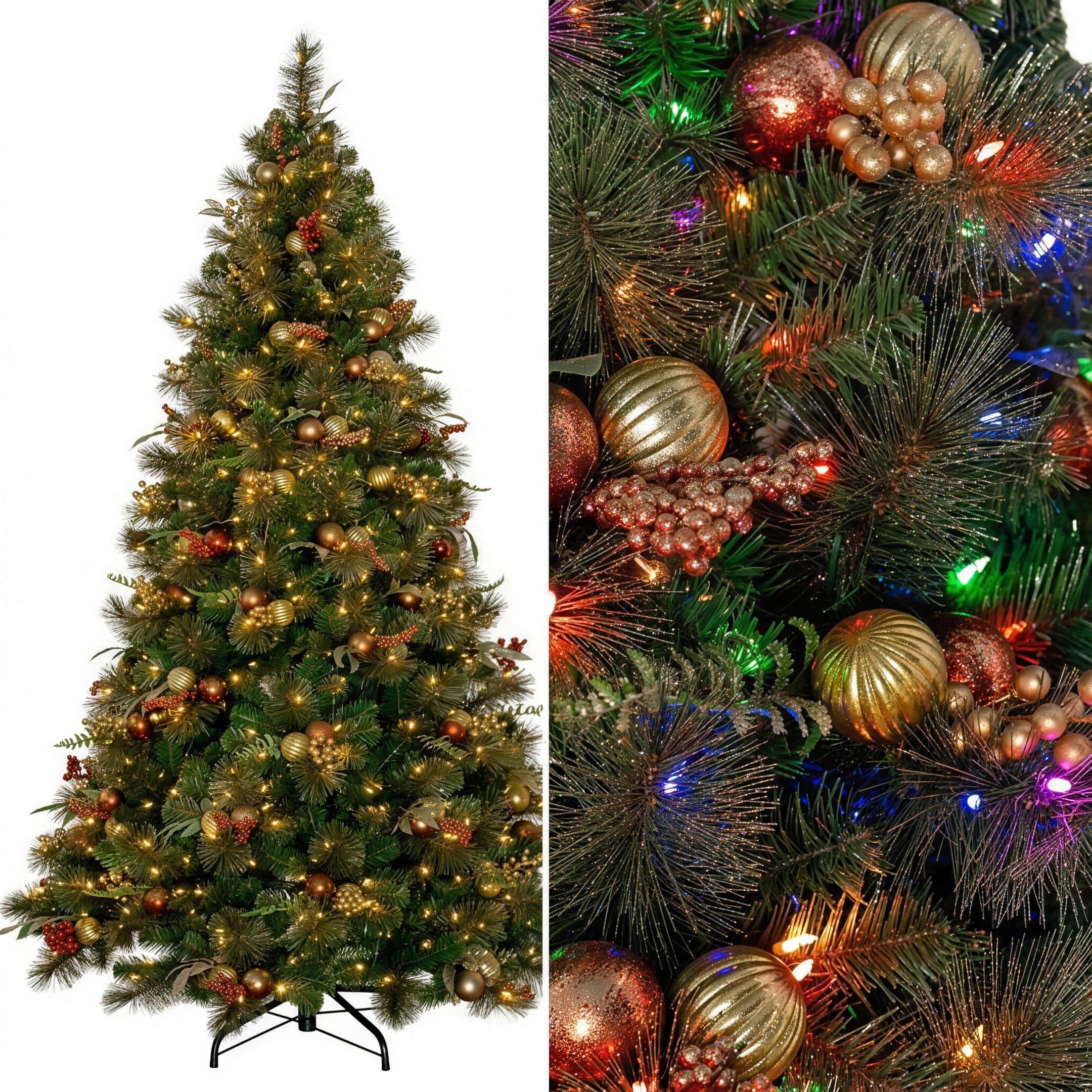 Christabelle 2.3m 7.5ft Deluxe Mountain Pine Christmas Tree Pre Lit Multi Function LED Artificial Indoor Xmas Decor Home